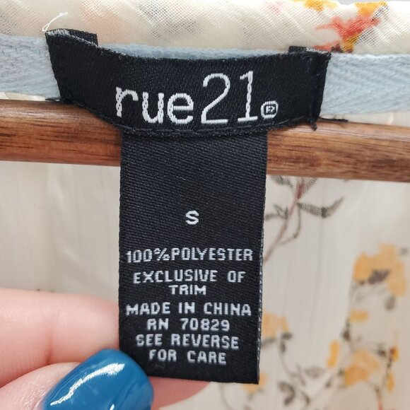 Rue21 Floral Crochet Boho Top S Sheer Long Sleeve Peasant Blouse Festival - Picture 11 of 16